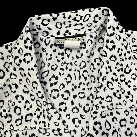 3/$30 ⭐️ Vintage Black White Leopard Print Short Sleeve Button Shirt Notations - Picture 7 of 7